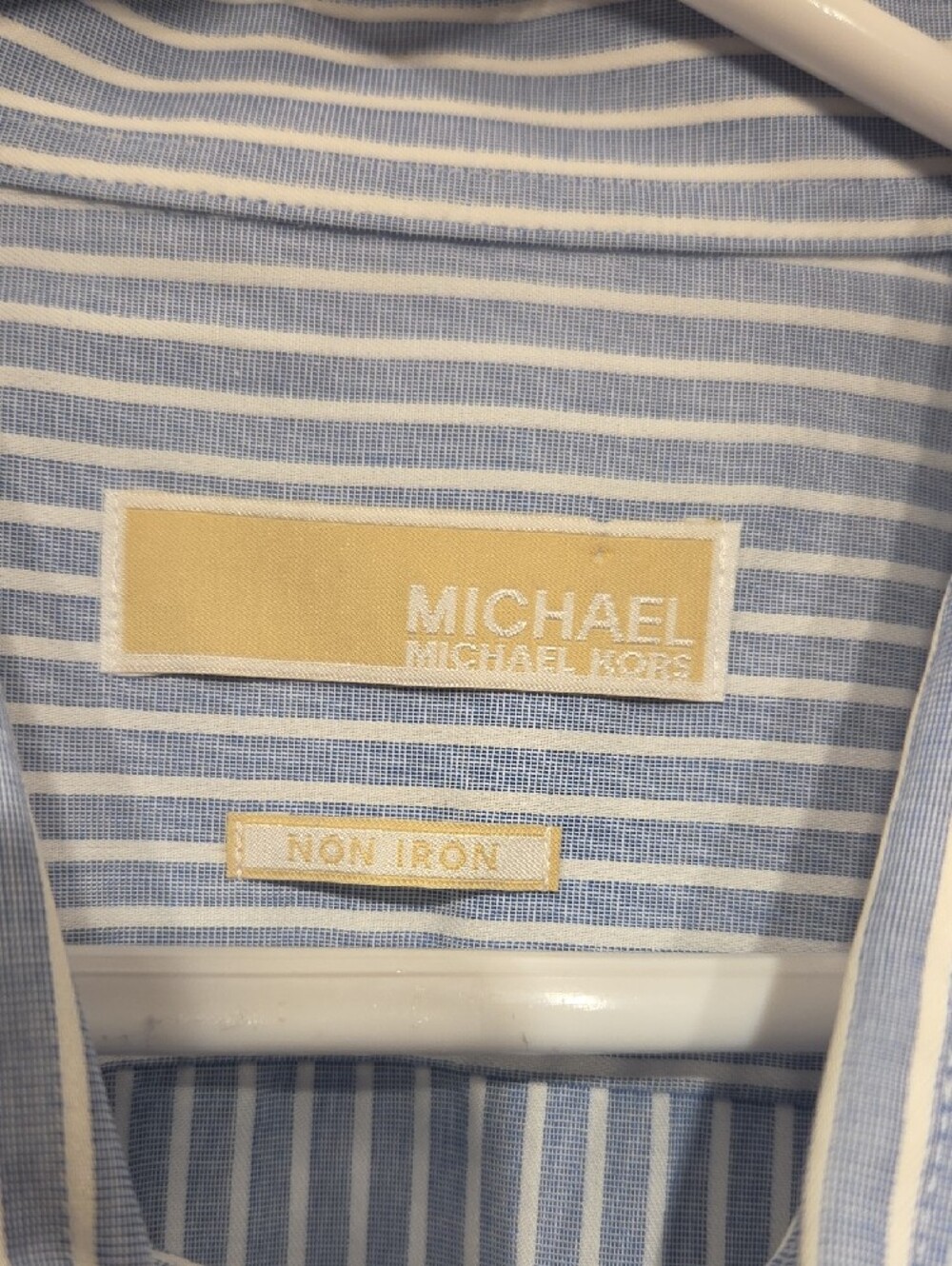 Michael Kors Light Blue and White Striped Dress Shirt (17 32/33) - Picture 2 of 4